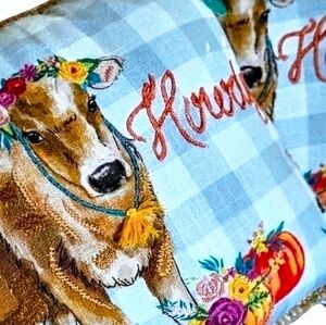 NWT. Pair Pioneer Woman Harvest Cow Howdy Floral Throw Pillows.